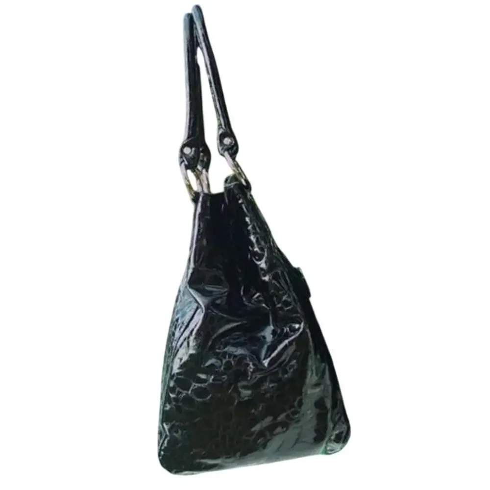 Donald Pliner Black Tortoise Leather Purse Handbag New Large Tote Shopper $795